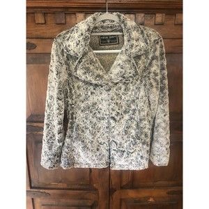 True Grit Women's Gray Black  Silky Faux Fur Collared Jacket Size S
